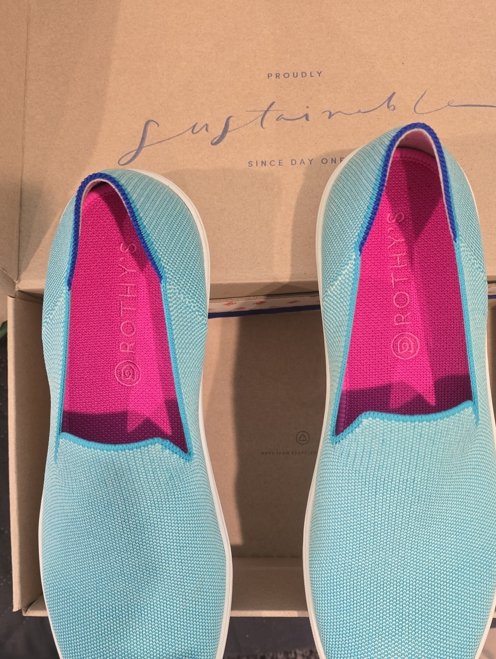Rothy's Blue & White Slip-On Sneakers - Picture 5 of 6